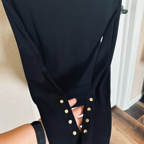 ZARA long sleeve black sweater with 4 gold buttons on wrists - Picture 1 of 5